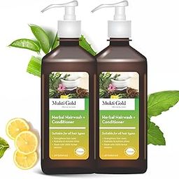 Axiom Mukti Gold Herbal Hairwash + Conditioner | Blend of 15+ Ayurvedic Herbs | For Nourishing Hair, Repairs Dry, Damaged Hair | Paraben & Sulphate Free | For all Hair Types, 400mL (Pack of 2)-image-17