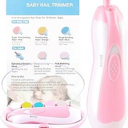 YMDD Baby Nail Trimmer Electric No Sharp Claws Hurt, Baby Nail File Kit Manicure Set,6 In 1 Safety Cutter Trimmer Clipper For Toes And Fingers Pink-image-81
