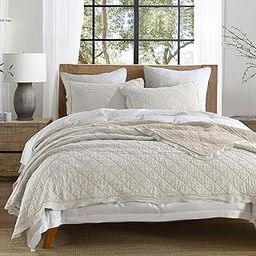 HORIMOTE HOME 100% Linen Front/100% Cotton Back Quilt Set King Size, Pre-Washed Flaxen Bedspread Coverlet Set, Heavyweight Diamond Stitch Cotton Linen Bedding Set 3-Piece for All Seasons-image-11