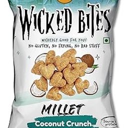 Grami Superfoods - Wicked Bites Coconut Crunch- 30gm | High Protein Millet Based Snacks | No Gluten |No Frying |Sweeten With Jaggery | Added Pea Protein | Millet Snacks (PACK OF 4)-image-39