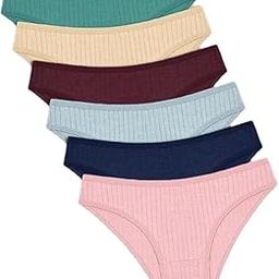 LOURYN KOULYN® 6PCS/Set Women's Cotton Panties Soft Striped Underpants Solid Color Briefs Female Comfortable Stretch Underwear-image-12