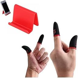 2 Pair Finger Sleeves Mobile Game Free Fire Anti Sweat Breathable Professional Touch Screen Thumb Finger Sleeve Highly Conductive Gaming Gloves for All Smartphone, iOS Devices-15