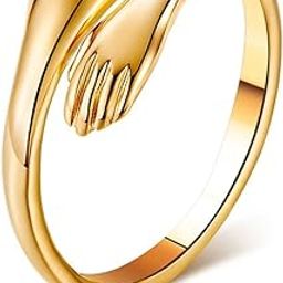 Hug Ring for Women Girls Hugging Hands Open Jewelry Alloy Plated Ring (GOLD)-image-93