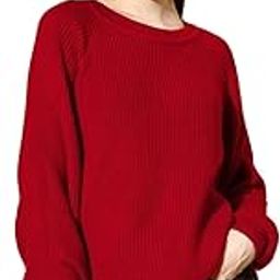 Women Solid Round Neck Raglan Sleeve Acrylic Curved Hem Longline Pullover-image-8