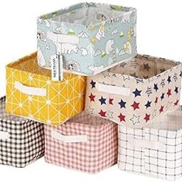 Foldable Storage Box Canvas Fabric Baskets For Organizing With Handles, Rectangle Small, Cube, Foldable Multipurpose Box, Closet, Desk, Baby Storage Organizer (Pack of 4 (Small))-1