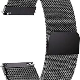 Prolet Metal Magnetic Clasp 20MM Strap Compatible with Amazfit GTS 2 Mini, Amazfit Bip, Amazfit GTS, Samsung Galaxy Watch & Watches with Lug Size 20mm Only, Mesh Loop Strap (Black)-31