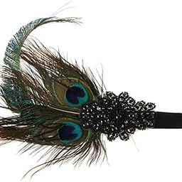 Vintage Lady Peacock Feather Applique Forehead Headband Headpiece Costume-54
