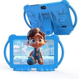 7 inch Tablet Kids Tablet Android 12 Tablet 32GB ROM 2+5MP Dual Camera, Shockproof Case Training, Games, Parental Control.-0