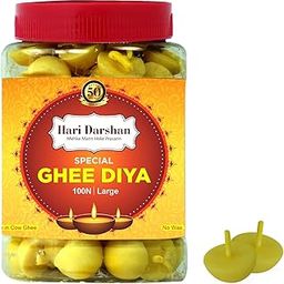 Hari Darshan Pure Cow Ghee Diya | Large Size | Wax-Free | 45 Min Burning Time | Pure Ghee Diya for Pooja Temple Rituals | Ready-to-Use Cow Ghee Diya for Prayers & Special Occasions - Pack of 100-image-32