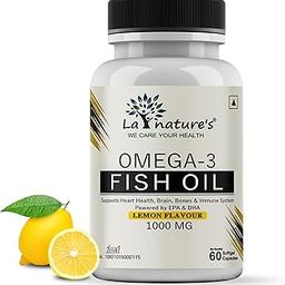 La Nature’s Omega-3 Fish Oil 1000mg with 180 mg EPA and 120 mg DHA for Men and Women 60 Soft gel Capsules Lemon Flavour-26
