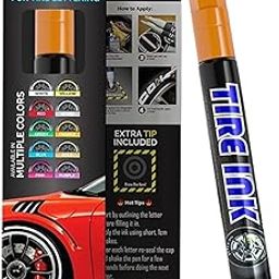 Tire Ink Orange Color Tire Paint Pen - Waterproof Permanent Paint pens for Car Wheels Lettering | Car Wash Safe and Durable | Made in Japan-1