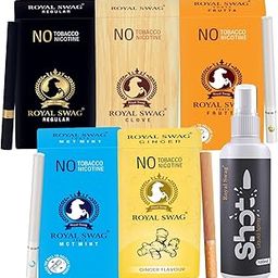 ROYAL SWAG Natural Herbal Cigarettes Regular, Clove, Frutta, Mint, Ginger Flavour(50 Sticks) With Anti Addiction Big Spray 100 ml Additives and Chemicals 100% Tobacco-Free and Nicotine-Free-picture-9