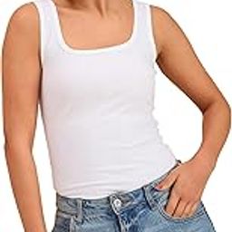 Beige Ribbed Square Neck Tank Top-image-76