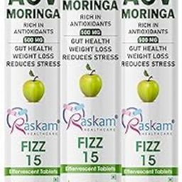 Raskam ACV Moringa 500mg Shikanji Flavour 15 Effervescent Tablets For Gut Health | Weight Loss | Reduces Stress | 100% Vegan | 15 Tablets Each (Pack of 3)-26