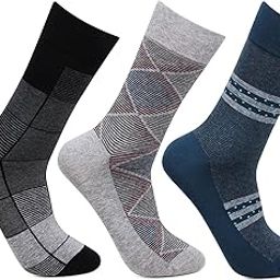 Cotton Designer Office/Business/Formal Modern Crew Socks For Men - Pack Of 3, Multicolor-image-35