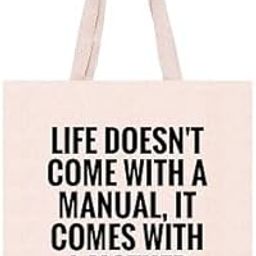 Inspirational Mother Quote Canvas Tote Bag, Natural Cotton, Reusable Shopping Bag (DS5)-image-97
