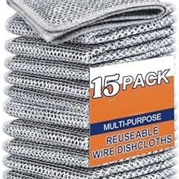 Pack 15 Multipurpose Wire Dishwashing Rags for Wet and Dry Stainless Steel Scrubber Non-Scratch Wire Dishcloth for Washing Dishes Sinks Counters Easy Rinsing Machine Washable (Medium)-picture-16