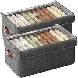PRIME PICK Storage Box & Cloth Organiser Pack of 2 clothes organizer Non-Woven Wardrobe Organizer for Storage Foldable Washable Box with Lid Metal Frame & Handles Ideal for Almirah Drawer etc.-image-35