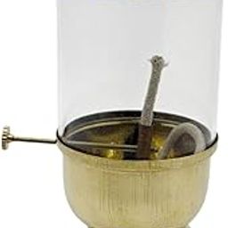 Akhand Diya - Medium Size Brass Oil Lamp with Glass Chimney – Handcrafted Traditional Deepak for Pooja, Diwali & Home Décor – 4x4x7.5 Inches – ZARGAR HOME-image-21