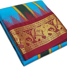 Soft Silk Color Dhoties, Karishma Dhoti towel set 7 Inch Fancy Silk Dhoties 9X5-image-17