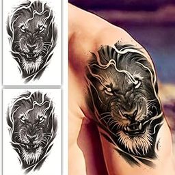 S.A.V.I 2 Sheets Black Lion Temporary Tattoo – Large 19x12cm Waterproof Body Art Stickers – Realistic Arm Tattoos for Men & Women – Easy to Apply, Long-Lasting Design-image-11