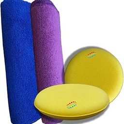 Color Zebra Car Cleaning Micro Fiber Cloth (40cm x 40cm) (2 pcs) and Car Polish Applicator Pad (10cm x 2cm ) ( 2 pcs) for Car and Bike Cleaning Polish and Detailing-picture-31