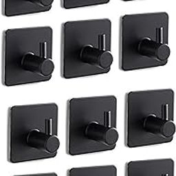 SLAYNE Adhesive Hooks Heavy Duty Stick on Wall Towel Hooks Door Waterproof Stainless Steel Adhesive Towel Hooks Holders for Hanging Clothes Bathroom (New Hook 12 PC)-image-17