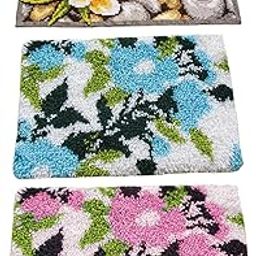 Merishopp Latch Hooking Rug Kits Embroidery Carpet W/Printed Canvas Yellow Flower Crafts | Needlecrafts & Yarn | Rug Making | Latch Hooking | Latch Hooking Kits-image-94
