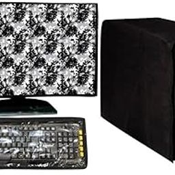 Cresset Full Set 3 in 1 Dustproof Printed Computer Cover Combo for 19 Inch Desktop PC Monitor, CPU and Keyboard - Set of 3 (Black, 1.5 x 18 x 13 inches)-3