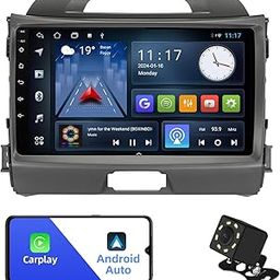 2+32G Android 12 Double Din Car Stereo for KIA Sportage 3 2010-2016 with 9 Inch Touchscreen Radio Built-in Wireless Carplay/Android Auto/GPS/Bluetooth/FM/AUX-in/Steering Wheel Controls/Backup Camera-10