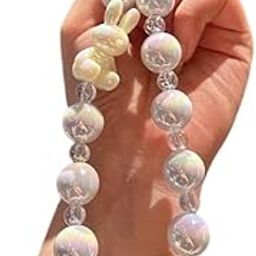 ZIBUYU® Beading Phone Chain Cute Little Bunny Phone Chain Wrist Strap, Shimmery Acrylic Beaded Phone Charm Car Key Charm Decorative Charm for Phone, Keys, Bag-image-38