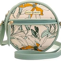 Women's Full Moon Round Sling Bag, Handmade Bags for Females - Vegan Leather and Coated Cotton Canvas Fabric, Lightweight and Durable-image-97