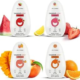 BEYOND WATER - Water Enhancer Flavors for Infusing Drinks | 4 Bottles, Makes 20 Servings each (Strawberry Lemonade, Watermelon Mint, Mango Peach, Zesty Orange) | Zero calorie Sugar-free Dinks Mix Water Drops-image-91