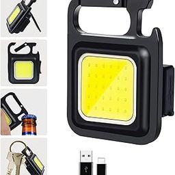 Small LED Flashlight Rechargeable Keychain Mini Flashlight 4 Light Modes Portable Pocket Light with Folding Bracket Bottle Opener and Magnet Base for Fishing Walking Camping-22