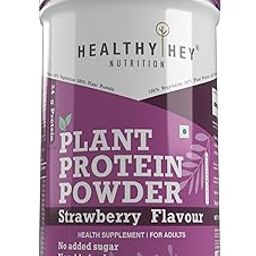 HealthyHey Nutrition Plant Protein Powder, Protein, Low Net Carbs, Non Dairy, Gluten Free, Lactose Free, No Sugar Added, Soy Free, Non-GMO -1Kg (Strawberry)-image-17