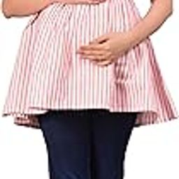 Pink Maternity top with White Striped Detail - Rayon Fabric, with Zipper (GMI717)-image-26