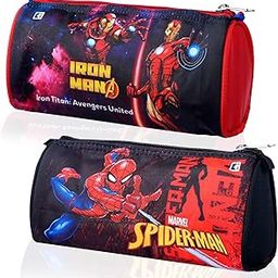 Pack of 2 Pencil Pouch | Multi-Purpose Travel Pouch | Kids Stationary Storage Bag | Pencil Utility School Pouches | Marvel Geometry Box | Large | Red & Black-picture-12