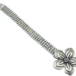 Wedding Bridal Garba Navratri Sale Oxidised Silver Maang Tikka Jewellery for Women and Girls (Flower)-image-1