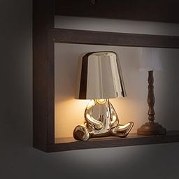 Rosha Zoid-A Wireless Resin LED Table Lamps | Upto 10-12 Hrs 1800 mAh Rechargeable Batteries | Touch Dimmer Control | 3 Level Brightness (Gold)-0