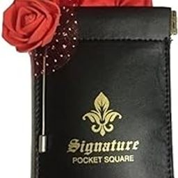 Pocket square holder with Red pocket square and lapel pin-picture-24
