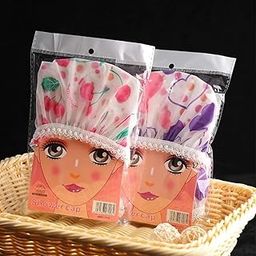 MaruHub 2Pc Shower Cap for Women, Reusable Waterproof Elastic Eva Free-Size Bathroom Shower Caps for Homes, Spas, Salons, Hair Treatment, Beauty Parlors (Multicolor)-image-54