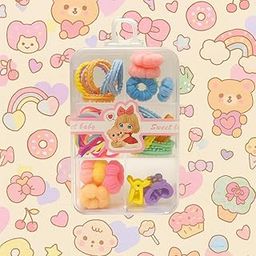 Sparlune Multicolor Hair Accessories Combo Set for Girls, Toddlers & Baby Kids – Soft Elastic Hair Bands, Cute Cartoon Hair Clips, and Spiral Ties in Compact Hair Box – Ideal for Daily Use, Gifting, School, Wear (Multicolor – Includes Shades of Peach, Pink, Yellow, Blue, Purple, Green and More)-image-12