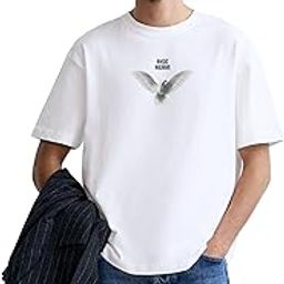 Oversized Printed T-Shirt for Men | Stylish Loose Fit Cotton Tshirt | Casual Baggy Half Sleeve Graphic Tee | Trendy Printed Tshirt for Men (RISEAGAIN)-image-29