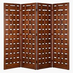 Alif Krafts Wooden Room Divider Partition for Living Room | MDF Decorative Folding Screen | Privacy Room Changing Divider | Design - Woven Frame | Color - Rich Brown (4-Panels)-image-45