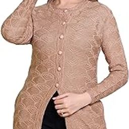 Woollen Women's Long Cardigan(8371CamelM)-image-71