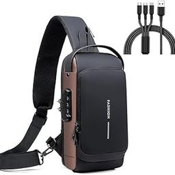 ANTI THEFT SLING BAG, USB CHARGING SPORT SLING ANTI-THEFT SHOULDER BAG, CROSSBODY BAGS CHEST DAYPACK-image-82
