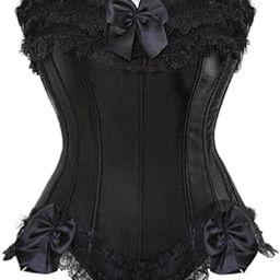 Corsets Bustiers Top Satin Overbust Corset Lace Up Corselet Ladies Satin Halloween Big Size Red Black Pink Korsett-image-78