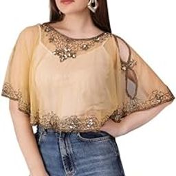 King Fashion Women Hand Beaded Embellished U-Nick Poncho Cape for Women, Floral Pattern Loose Capelets Cover Up Wraps Knitted Shrugs for Evening Dress Shoulder, Beachwear Ponchos Capes-picture-15