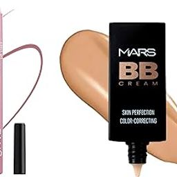 MARS BB Cream Lightweight Foundation | Blendable BB Cream for Women(30 ml) (Tan) Matte Lip Liner | One Swipe Smooth Application | Long Lasting Lip Pencil (1.4gm) (17-BARBIE BOLD)-3