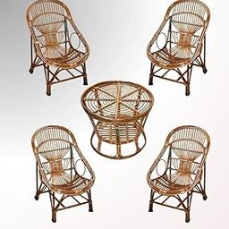 BHATIACANE Cane Chair with Cushion – Set of 4 with Table | Comfortable Bamboo Chairs for Balcony, Lawn, Indoor & Outdoor Use-image-89